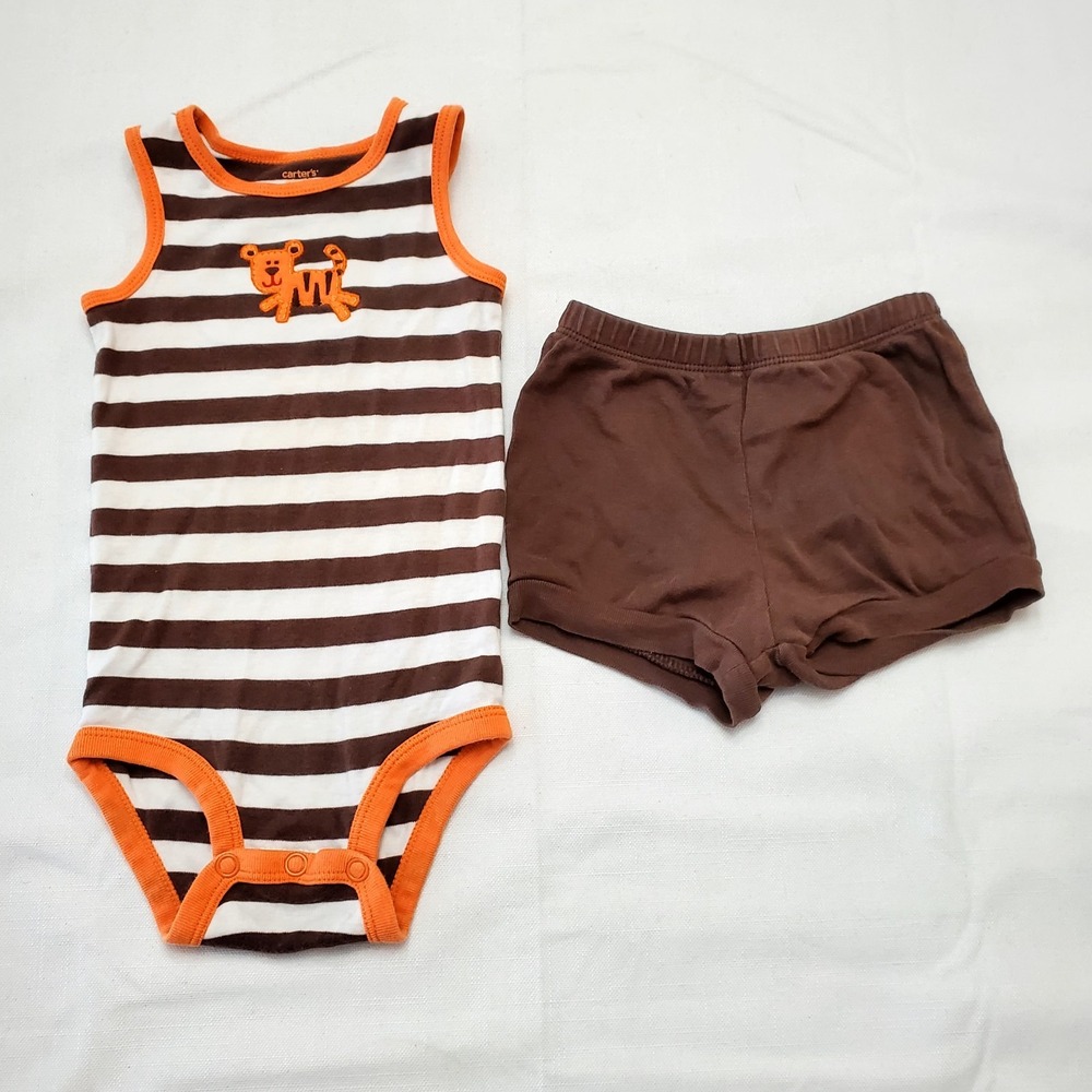 Carter's ♡ 2 PC‎ ♡  Sleevless One-piece W/Matching Bottoms ♡ Colorful STRIPES...